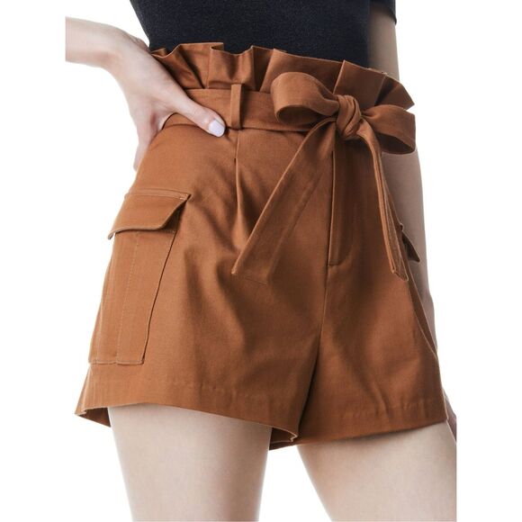 NWT Alice + Olivia Laurine Paperbag Cargo Short Camel Size 6 - Picture 4 of 7